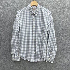 J.Crew Men's Button Down Preppy Shirt Old Money, 100% Cotton, White Gray Check M